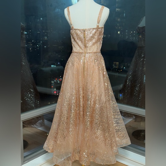 🆕 BRONX & BANCO 🧿 NWOT Mademoiselle Gold Sequin Midi Dress , Size M US 6 - Picture 12 of 17